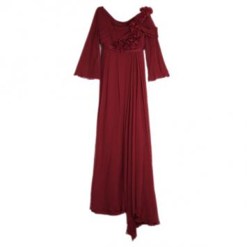 Marchesa Cherry Red Ruffle Gown S