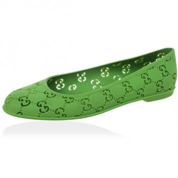 Gucci Green 'GG' Rubber Ballet Flats Size 36