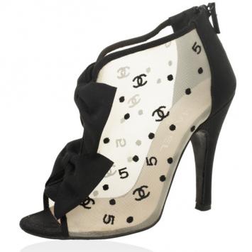 Chanel 'CC' Mesh Open Toe Bowtie Ankle Booties Size 36.5