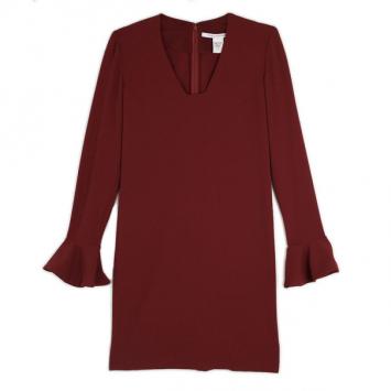 Diane Von Furstenburg Red Hazina V-neck Long Sleeve Dress M