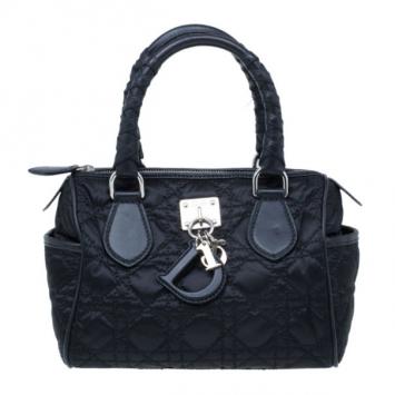 Dior Black Cannage Nylon Satchel