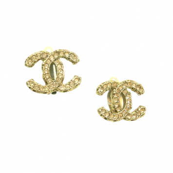 Chanel CC Logo Soft Pink Crystals Earrings