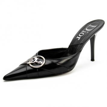 Christian Dior Black Pointed Toe 'Diva' Mules Size 39