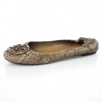Tory Burch Python Embossed Reva Ballet Flats Size 39.5