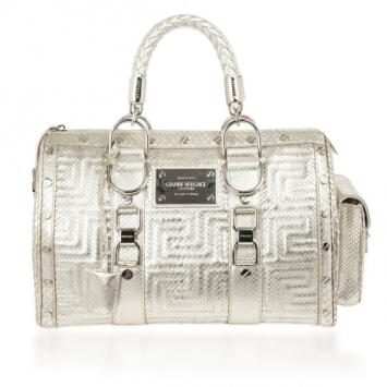 Versace Silver Quilted ‘Snap Out Of It’ Satchel