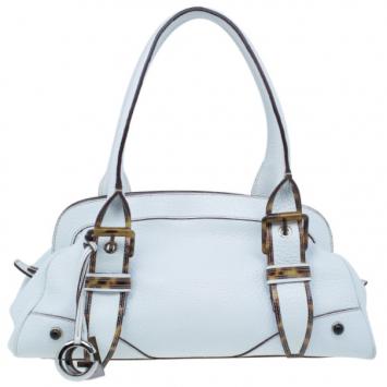 Dolce and Gabbana White Pebbled Leather Satchel