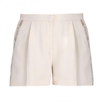 Elie Saab White Lace-Detailed Shorts M