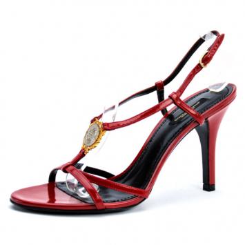 Dolce and Gabbana Red Leather Strappy Sandals Size 39