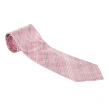 Pre Owned Burberry Pink Novacheck Silk Tie