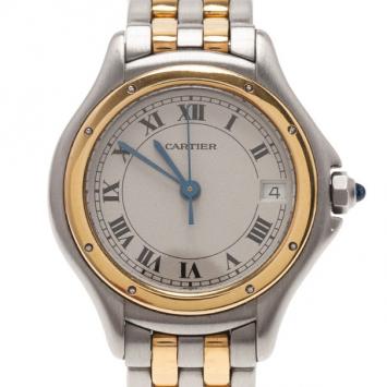 Cartier White Stainless Steel Panthere Women's Wristwatch 26MM