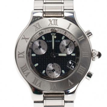 Cartier Black Stainless Steel Chronoscaph Women's Wristwatch 38MM