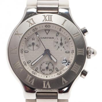 Cartier White Stainless Steel Must 21 Chronoscaph Women's Wristwatch 38MM