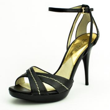 MICHAEL Michael Kors Black Leather Eleni Ankle Strap Sandals Size 38.5