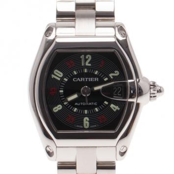 Pre Owned Cartier Black Stainless Steel Roadster Men's Writwatch 38MM