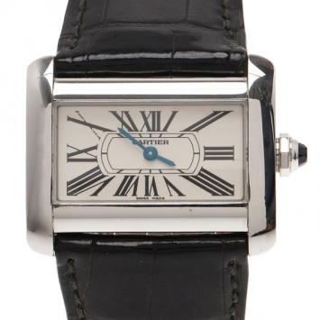 Cartier White Stainless Steel Divan SM Women's Wristwatch 30MM