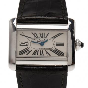Cartier White Stianless Steel Divan SM Women's Wristwatch 30MM