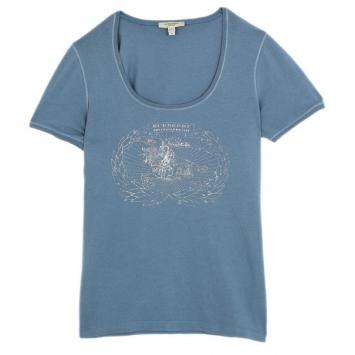 Burberry Blue Cotton Logo T-shirt M