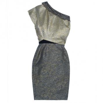 Victoria Beckham Fall 2010 Metallic One-Shoulder Cocktail Dress S