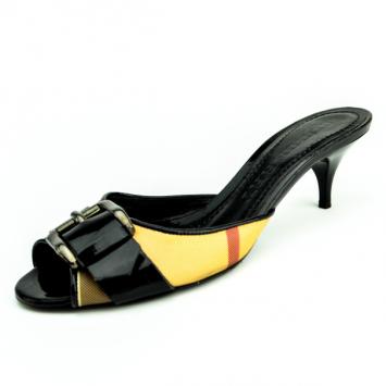 Burberry Nova Check Kitten Heel Slides Size 37