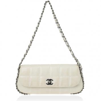 Chanel White Leather Multi Chain Classic Flap Bag