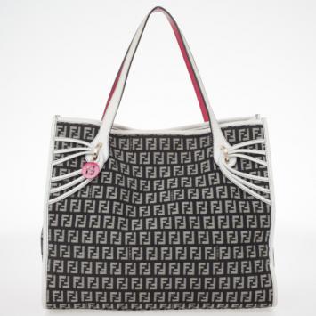 Fendi Black and White Zucchino Shopping Tote