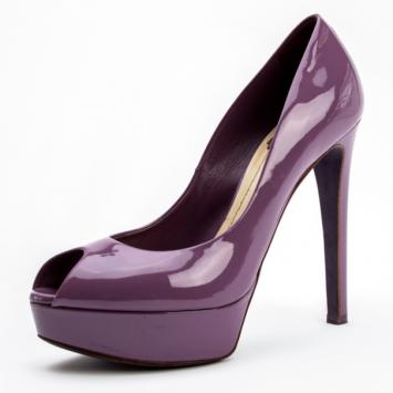 Christian Dior Purple Patent 'Miss Dior' Peep Toe Platform Pumps Size 39.5