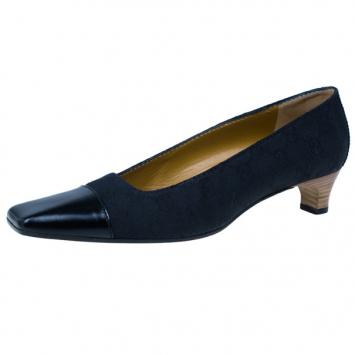 Gucci Black Guccissima Canvas Cap Toe Pumps Size 38.5