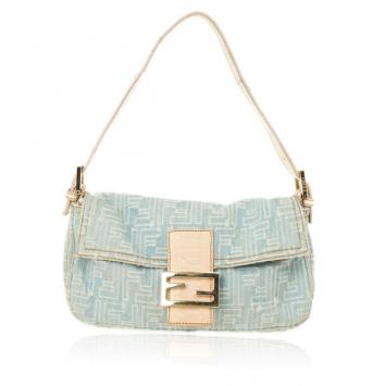 Fendi Zucca Denim Baguette Bag