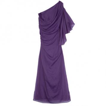 Tadashi Shoji One-Shoulder Chiffon Purple Dress M