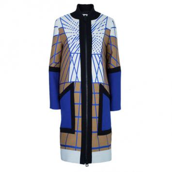 Peter Pilotto Colour-Block Printed Woolen Coat L