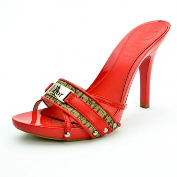Christian Dior Red Monogram Slides Size 36