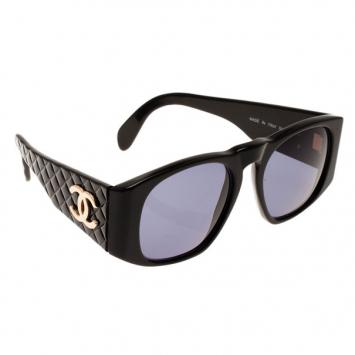 Chanel Black 01450 Quilted Vintage Sunglasses