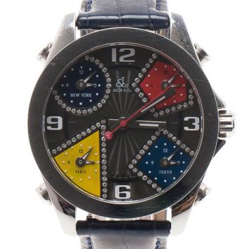 Jacob & Co. Multicolor Stainless Steel Five Time Zones Unisex Wristwatch 40MM