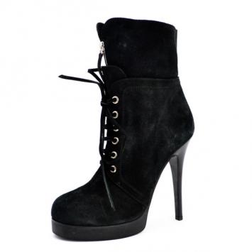 Giuseppe Zanotti Black Suede Lace Up Ankle Boots