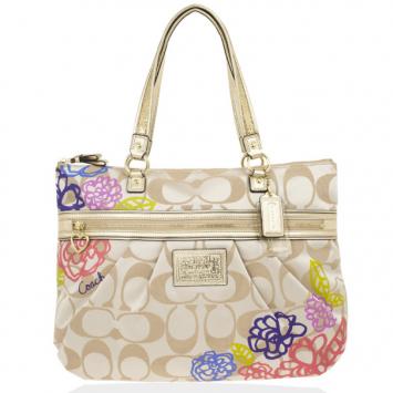 Coach Daisy Applique Multicolor Tote