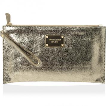 MICHAEL Michael Kors Large Jet Set Crinkled Metallic Clutch Bag