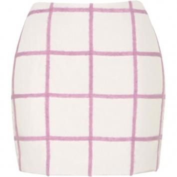3.1 Phillip Lim White Woolen Grid-Print Mini-Skirt S
