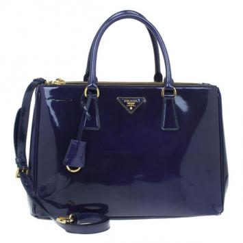 Prada Purple Patent Medium Lux Double-Zip Tote