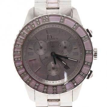 Dior Silver Stainless Steel Christal Women's Wristwatch 38MM