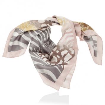Salvatore Ferragamo Pink African Animal Print Scarf