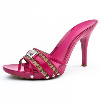Christian Dior Pink Monogram Slides Size 38
