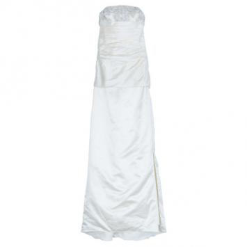 Reem Acra Embellished Pleated Silk Wedding Dress XS