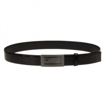 Pre Owned Fendi Black Croc Embossed Leather Belt 95CM