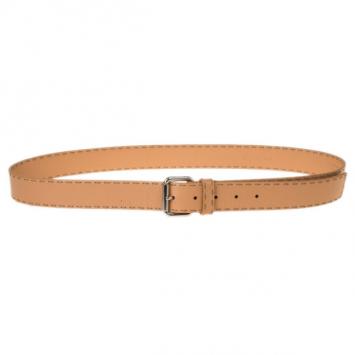 Pre Owned Fendi Beige Leather Belt 105CM