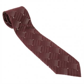 Pre Owned Fendi Maroon Silk Embroidered Tie