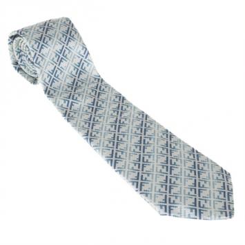 Pre Owned Fendi Two Tone FF Embroidered Tie