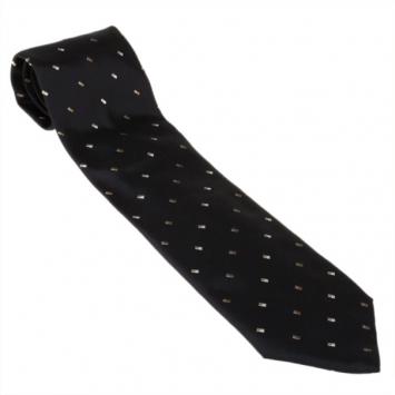 Pre Owned Fendi Black Silk Embroidered Tie