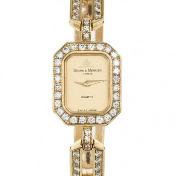 Baume & Mercier High Jewelry Diamond 18K Yellow Gold Womens Wristwatch 15 MM