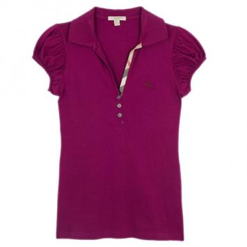 Burberry Pink Check Placket Polo Shirt S