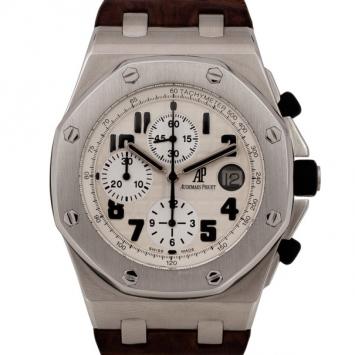 Pre Owned Audemars Piguet Royal Oak Offshore SS Leather Tachymeter Mens Wristwatch 44MM
